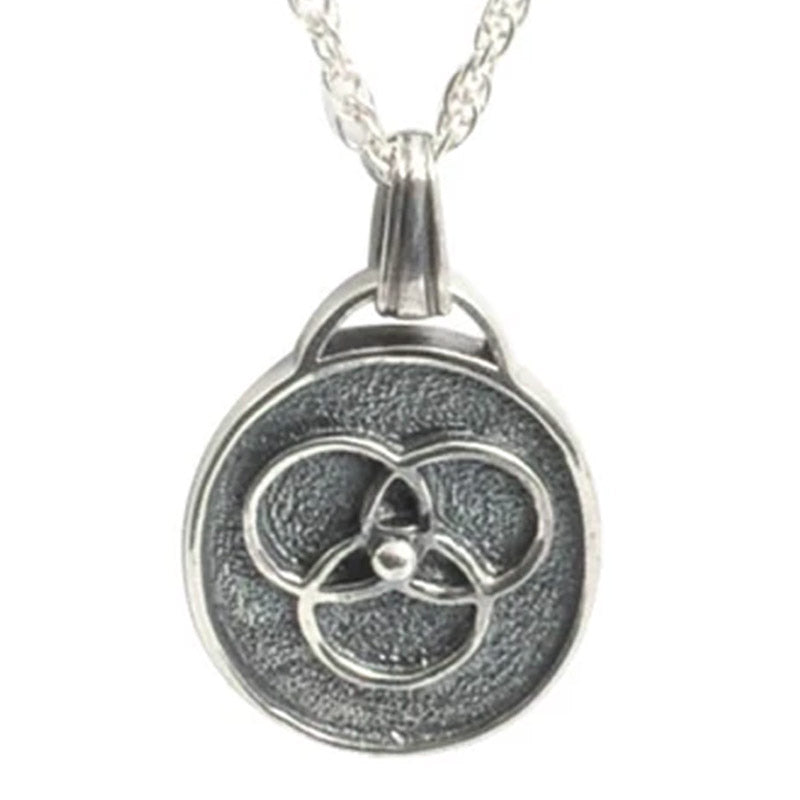 Large silver store medallion necklace